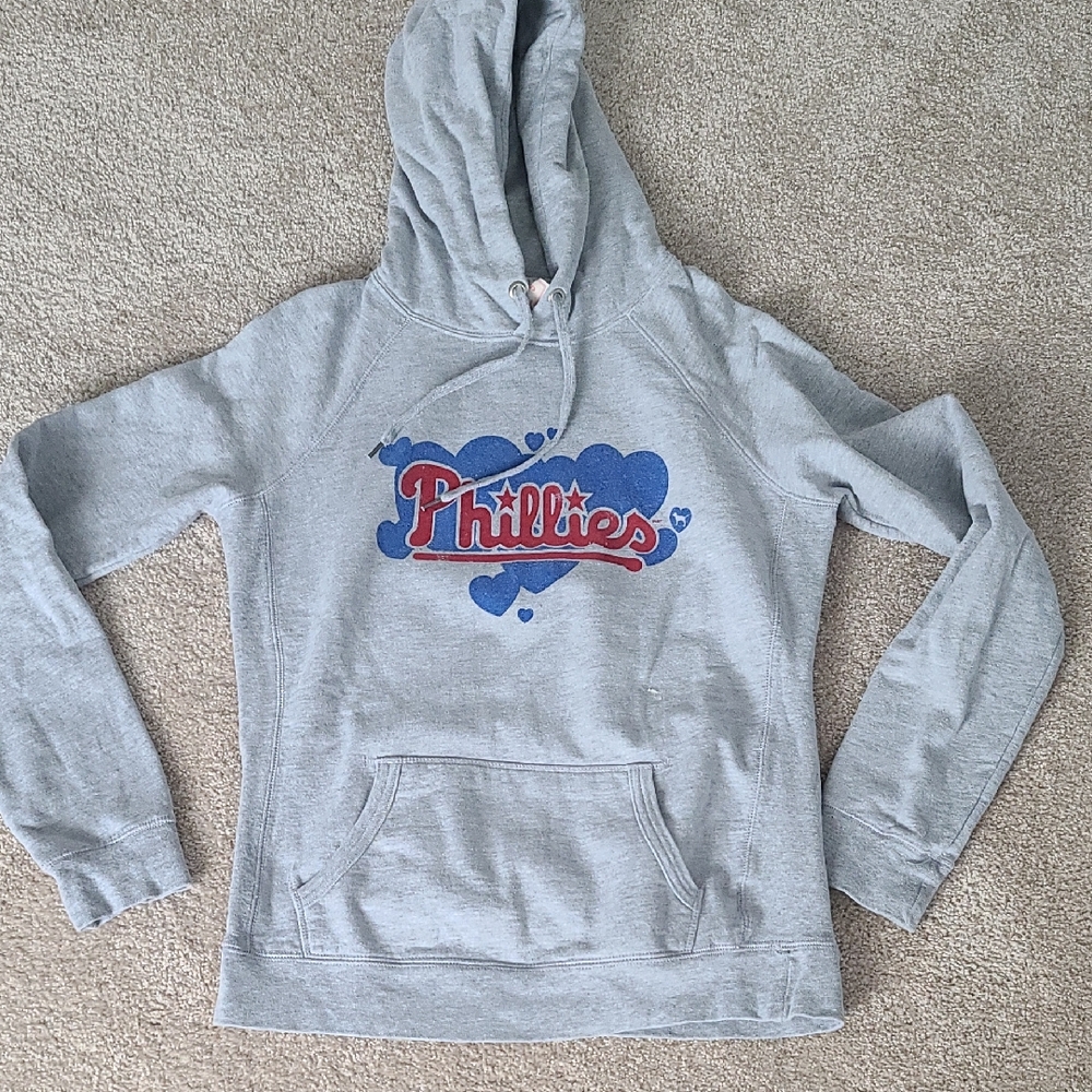 PINK Victoria's Secret Gray Hoodie with Blue and Red Graphic